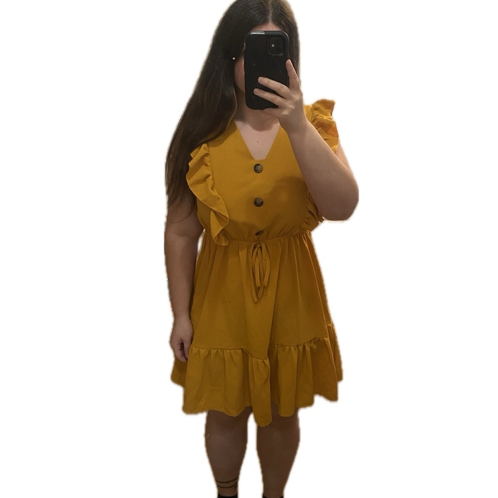 Shein Yellow Ruffle Dress - Picture 3 of 3